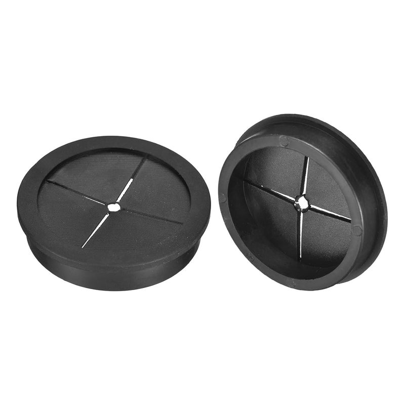 uxcell 2 Pcs Cable Cord Grommet, 2-3/8 Inch (60mm) Desk Grommet Flexible Rubber Grommets Wire Hole Cover Pass Through for Office Computer Desk Wire Organizer, Black - Image 1